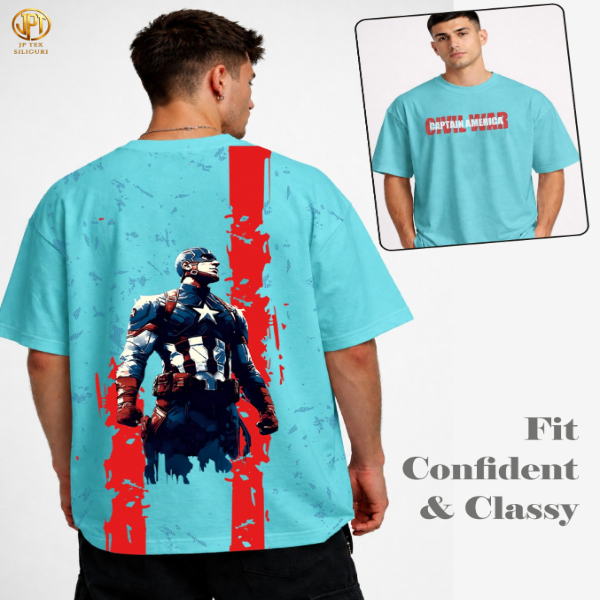 Men’s Oversized Superhero Printed T-Shirt